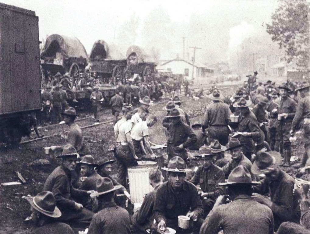 Federal troops arrive in West Virginia and begin to unload from their train transport.