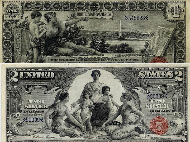 Obverse of 1890s silver certificates