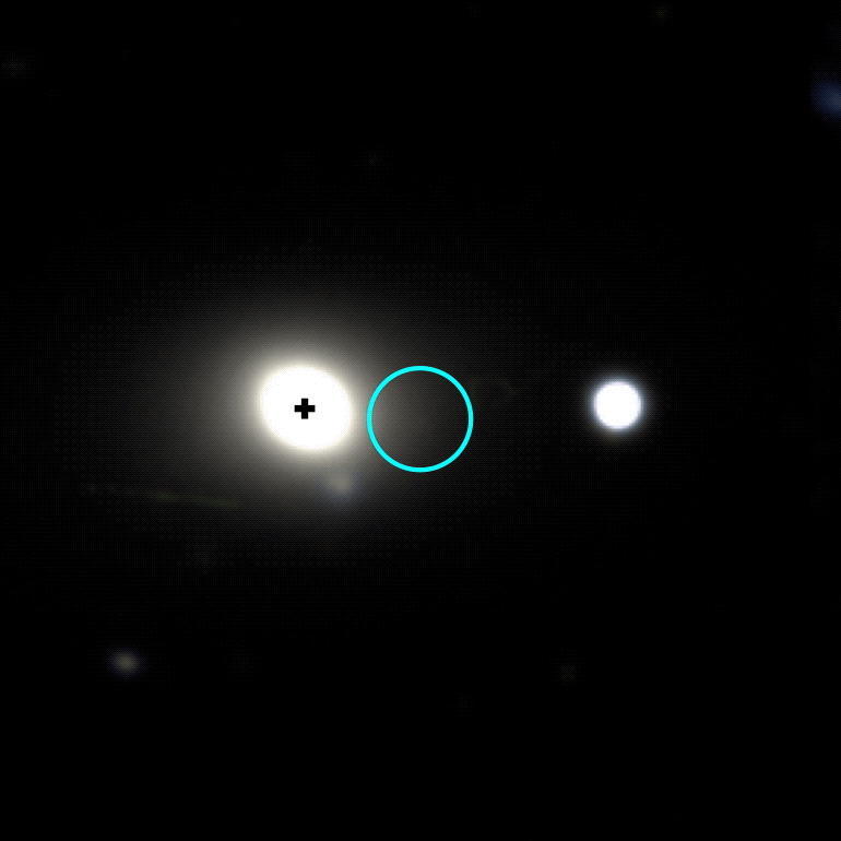 gif of bright blue light appearing between two other lights