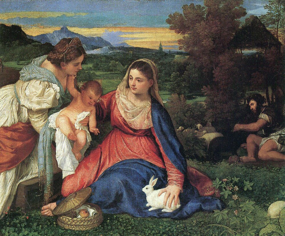 Titian, Mary and Infant Jesus With a Rabbit, circa 1530