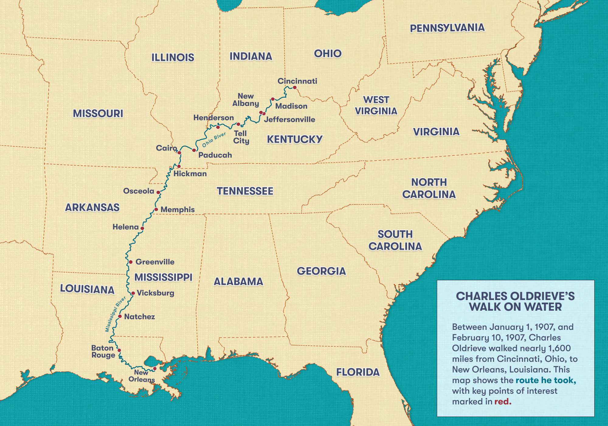 In 1907, This Daring Performer Walked on Water From Cincinnati to New Orleans, Covering 1,600 Miles in 40 Days