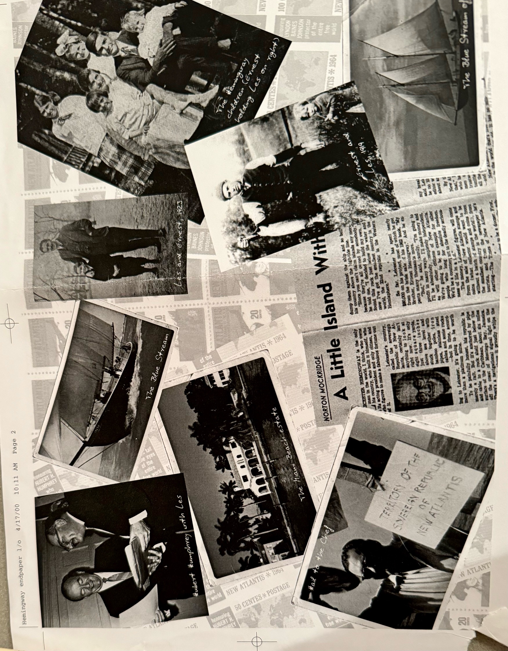 A collage of photos and newspaper clippings about Leicester's life