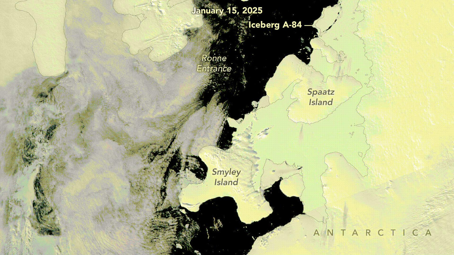 Iceberg breaking off and moving around