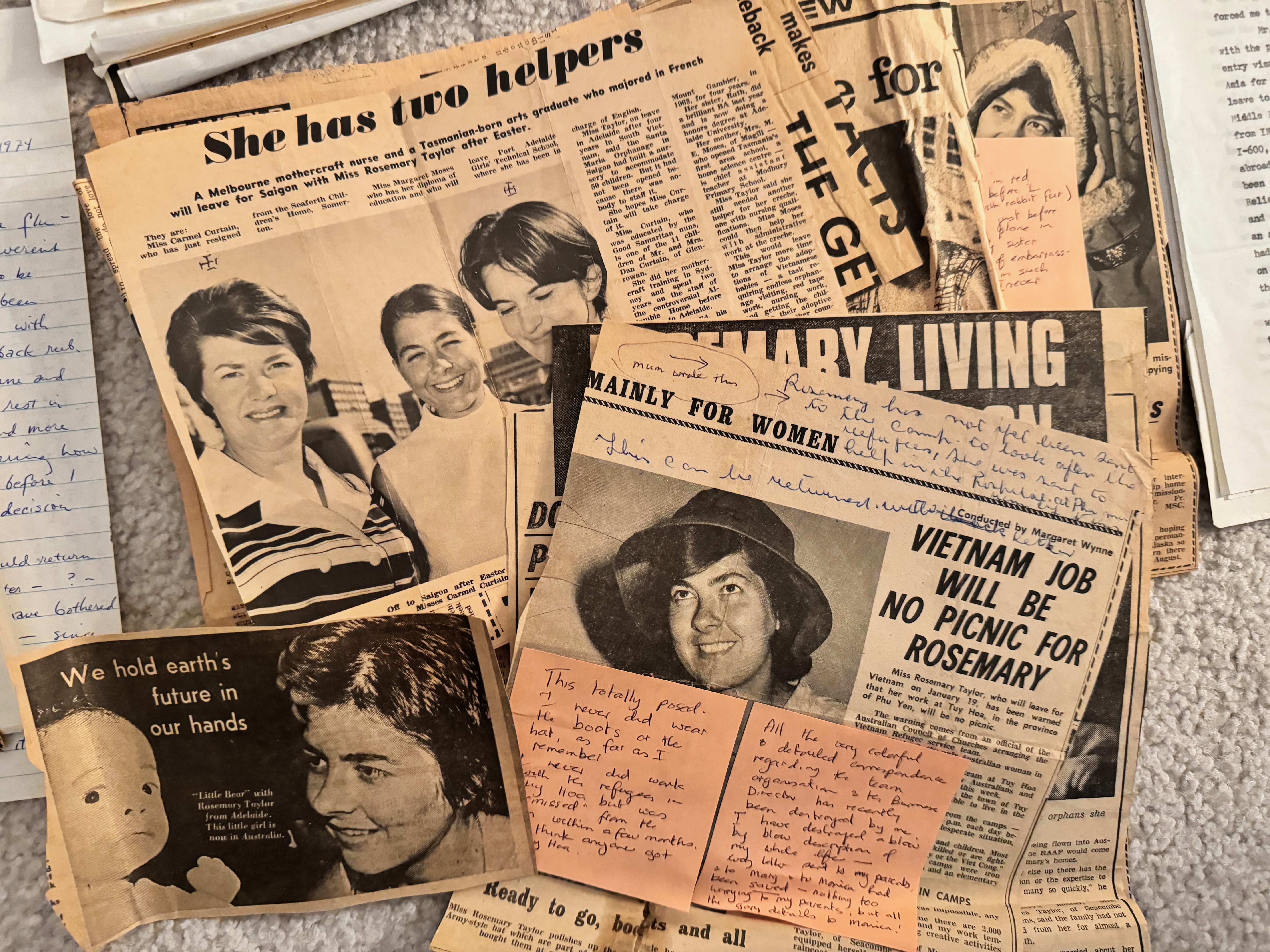 Newspaper clippings about Rosemary Taylor, the nun who oversaw the evacuation