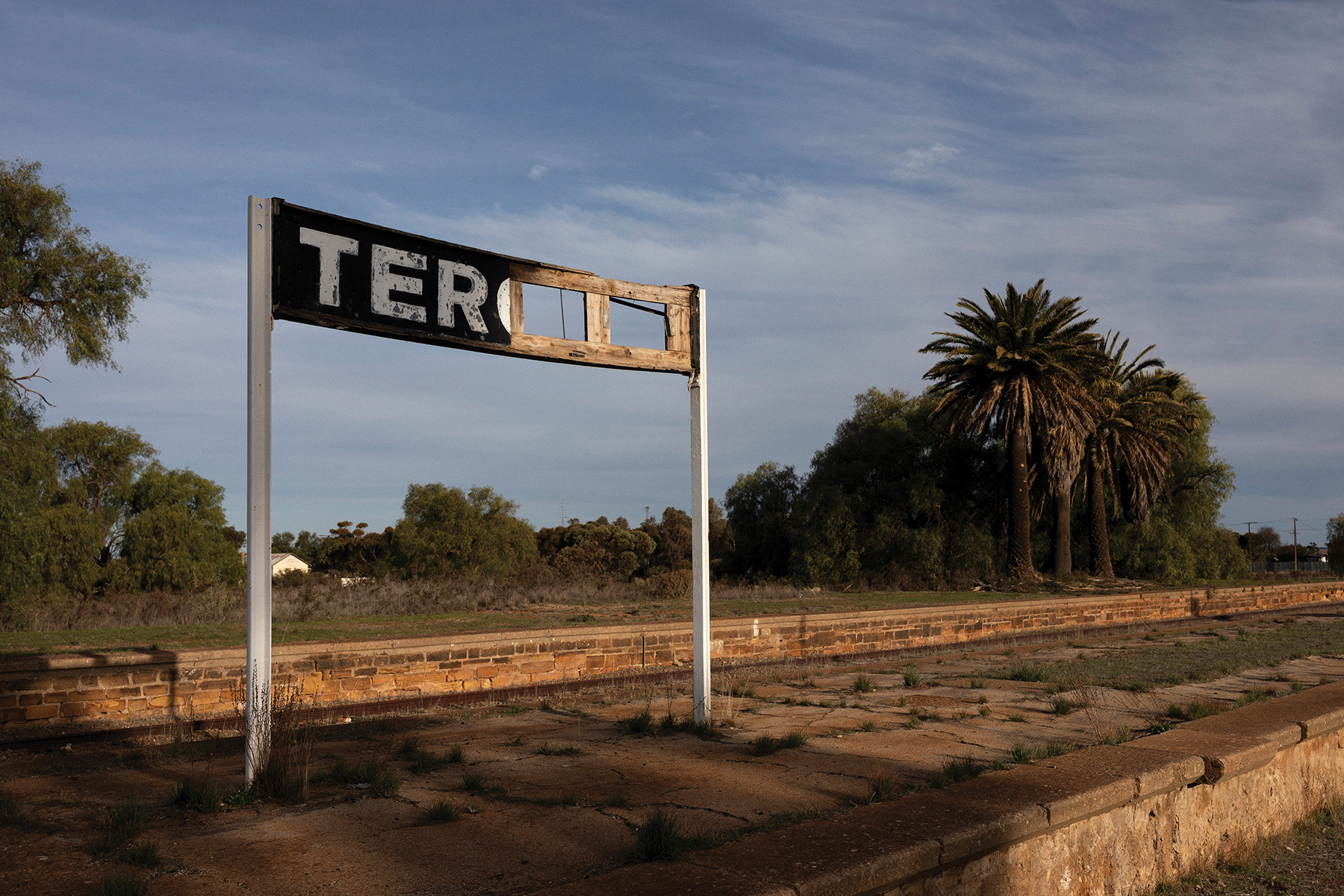 A forlorn station sign recalls the days when Terowie was a vital railway stop between the towns of Adelaide and Alice Springs.