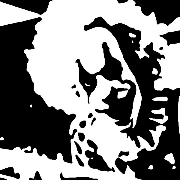 a gif of a Mooney image fades into the real version: a clown